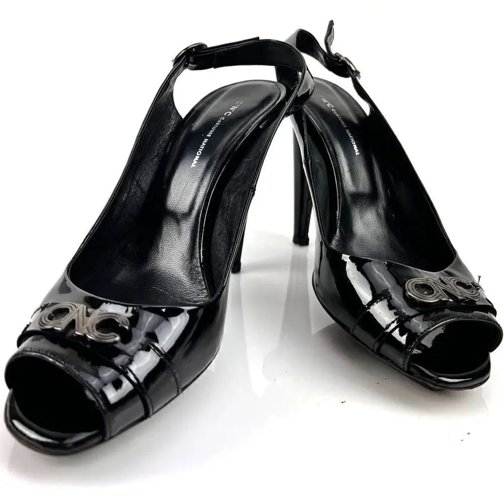 Pre-Loved C.N.C Costume National Women Black Heels Open Toe Sandals EU 39
